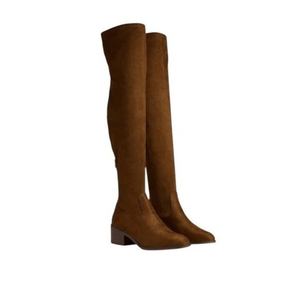 Steve Madden Georgette Over The Knee Boots Cognac Brown Suede Leather 6.5 - Picture 1 of 9